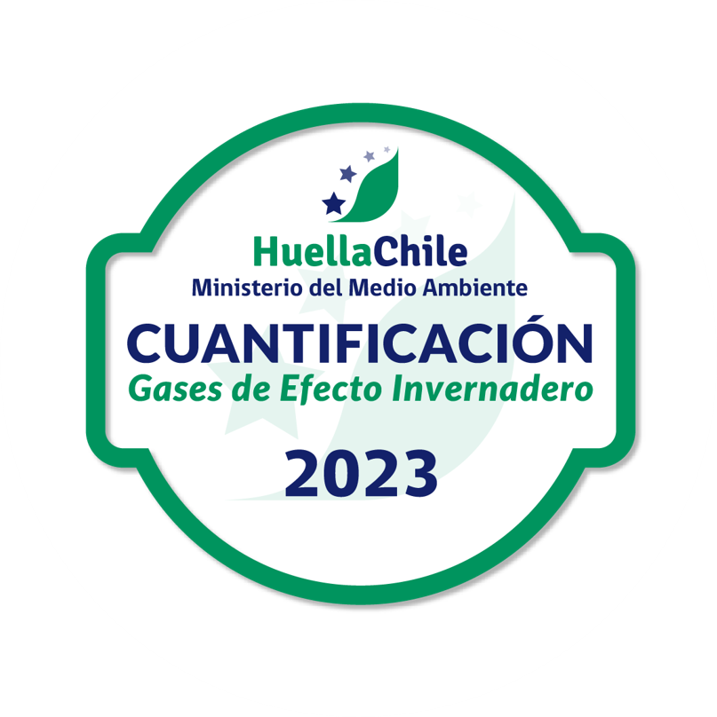 Sello Cuantificación de emisiones Huella Chile 2023, 2022 y 2021